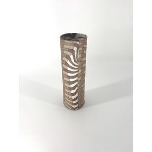 Vintage Nerikomi Studio Pottery Zebra Stripe Brown Handmade Ceramic Vase